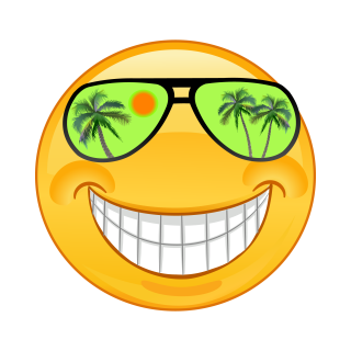 Smile Aufkleber – Lächelnd mit Grüner Sonnenbrille, Wetterfest (20 x 20 cm)