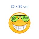 Smile Aufkleber – Lächelnd mit Grüner Sonnenbrille, Wetterfest (20 x 20 cm)