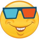 Aufkleber lustig grinsen mit 3D-Brille wetterfest...