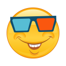 Grinsen mit 3D-Brille Aufkleber – Witziger Sticker...