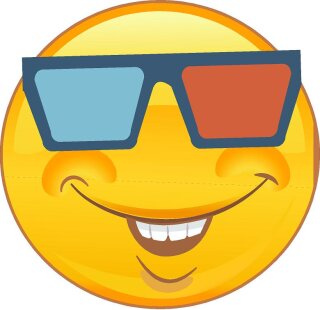 Aufkleber lustig grinsen mit 3D-Brille wetterfest Autoaufkleber Wohnmobil für Helm 10 x 10 cm