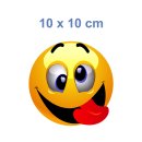 Smile Aufkleber – Lachender Sticker mit Zunge für jede Oberfläche (10 x 10 cm)
