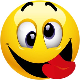 Smile Aufkleber lachend mit ausgesteckter Zunge – Kleberio Sticker für Auto, Wohnwagen und mehr kaufen! 20 x 20 cm
