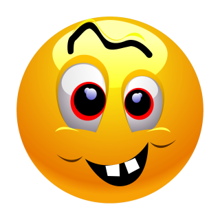 Mit roten Augen lachend – Wetterfester Smile Aufkleber