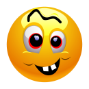 Mit roten Augen lachend – Wetterfester Smile Aufkleber