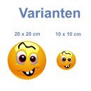 Mit roten Augen lachend – Wetterfester Smile Aufkleber