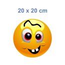 Mit roten Augen lachend – Wetterfester Smile Aufkleber (20 x 20 cm)