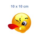 Zwinkernder Smiley-Aufkleber mit herausgestreckter Zunge – wetterfest (10 x 10 cm)