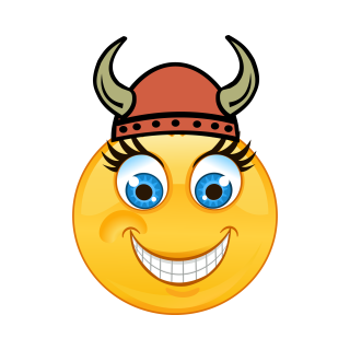 Lachen mit Wikinger Hut – Wetterfester Smile Aufkleber