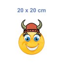 Lachen mit Wikinger Hut – Wetterfester Smile Aufkleber (20 x 20 cm)