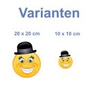 Smile Aufkleber – Lachend mit Zylinder, wetterfest & UV-beständig