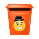 Smile Aufkleber – Lachend mit Zylinder, wetterfest & UV-beständig (20 x 20 cm)