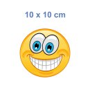 Smile Aufkleber – Lächelnd mit Zähnen, wetterfest & langlebig (10 x 10 cm)