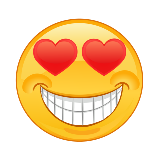 Smile Aufkleber – Lachend mit herzförmigen Augen, wetterfest & langlebig