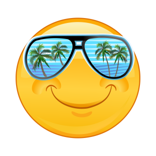 Smile Aufkleber – Lachend mit blauer Sonnenbrille, wetterfest