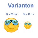 Smile Aufkleber – Lachend mit blauer Sonnenbrille,...