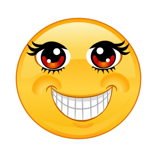 Smile Aufkleber – Lachend mit roten Augen und Wimpern (20 x 20 cm)