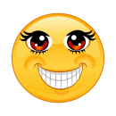 Smile Aufkleber – Lachend mit roten Augen und...