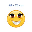 Smile Aufkleber – Lachend mit roten Augen und Wimpern (20 x 20 cm)