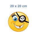 Smile Aufkleber mit Augenklappe Pirat – wetterfest & langlebig (20 x 20 cm)