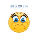 Trauriger Aufkleber mit blauen Augen – wetterfest & langlebig (20 x 20 cm)