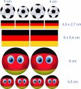 Deutschland Flagge & Fußball Aufkleber Set mit 16 Aufklebern – wetterfestes Sticker-Set für Auto (1 Set mit 16 Aufklebern)