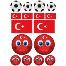 Türkei Flagge Sticker Set – Fußball & Smiley Aufkleber für Auto & Co. (1 Set mit 16 Aufklebern)