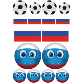 Aufkleberset Russland Flagge Fahne Fußball selbstklebend Sticker Auto Motorrad wetterfest Autoaufkleber Wohnmobil WM EM