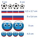 Russland Flagge & Fußball Aufkleberset – wetterfeste Sticker-Sets für Auto & mehr (1 Set mit 16 Aufklebern)
