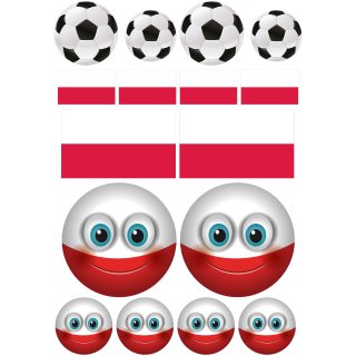 Aufkleberset Polen Flagge Fahne Fußball selbstklebend Sticker Auto Motorrad wetterfest Autoaufkleber Wohnmobil WM EM