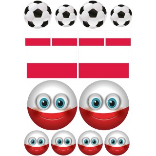 Polen Flagge & Fußball Smile Aufkleber Set – wetterfeste Sticker für Auto & mehr