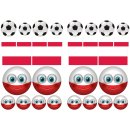 Polen Flagge & Fußball Smiley Aufkleber Set – wetterfeste Sticker für Auto & mehr (2 Sets à 16 Aufkleber)
