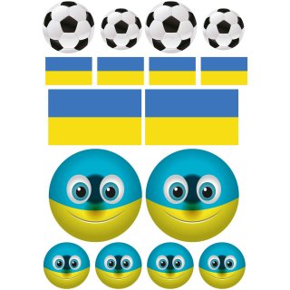 Aufkleberset Ukraine Flagge Fahne Fußball selbstklebend Sticker Auto Motorrad wetterfest Autoaufkleber Wohnmobil WM EM