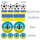 Ukraine Flagge & Fußball Aufkleberset – wetterfeste Sticker für Auto & Co. (1 Set mit 16 Aufklebern)