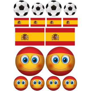 Aufkleberset Spanien Flagge Fahne Fußball selbstklebend Sticker Auto Motorrad wetterfest Autoaufkleber Wohnmobil WM EM