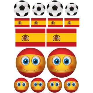 Spanien Flagge Aufkleberset – Fußball Sticker Set für Auto, Fenster & mehr (1 Set mit 16 Aufklebern)