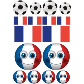 Frankreich Flagge & Fußball Aufkleberset – wetterfeste Sticker für Auto & mehr