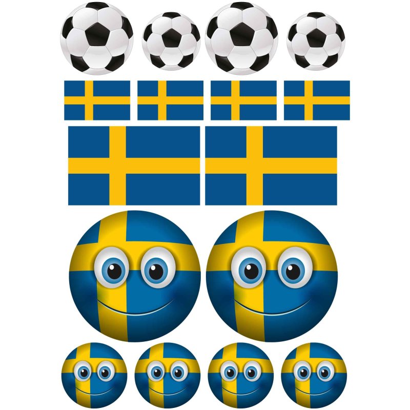 Aufkleberset Schweden Flagge Fahne Fußball selbstklebend Sticker