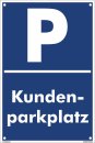 Parkplatz Schild 30 x 20 cm - Kundenparkplatz - mit 4...