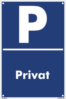 Parkplatz Schild 30 x 20 cm - Privat - mit 4 Bohrlöchern (4mm) in den Ecken stabile Aluminiumverbundplatte