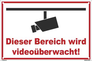 B-Ware: Bereich - Videoüberwachung Schild 20x30 cm gelocht