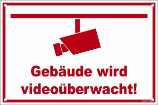 B-Ware: Gebäude - Videoüberwachung Schild 20x30 cm gelocht