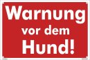 B-Ware: Warnung vor dem Hund Schild 20x30 cm gelocht -...