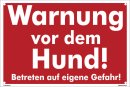 B-Ware: Warnung vor dem Hund Schild 20x30 cm gelocht -...