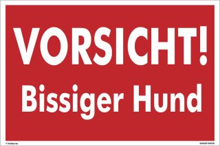 Warn Schild 30 x 20 cm - Vorsicht! Bissiger Hund - mit 4 Bohrlöchern (4mm) in den Ecken stabile Aluminiumverbundplatte
