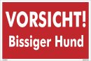 B-Ware: Vorsicht bissiger Hund Schild 20x30 cm gelocht