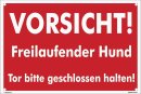 B-Ware: Vorsicht freilaufender Hund Schild 20x30 cm...
