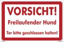 B-Ware: Vorsicht freilaufender Hund Schild 20x30 cm...