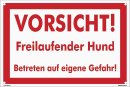B-Ware: Vorsicht freilaufender Hund Schild 20x30 cm...