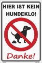 B-Ware: Kein Hundeklo Schild 20x30 cm gelocht - Danke
